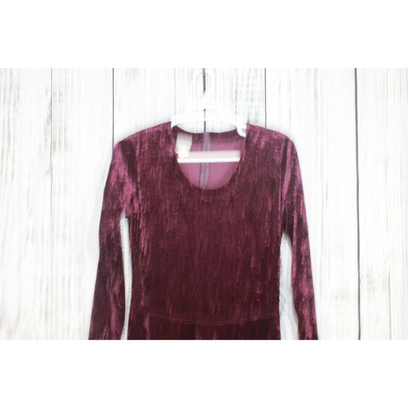 Vintage Rabbit Rabbit Rabbit Maroon Velvet Stretch Maxi Dress Size 12 - Picture 2 of 11